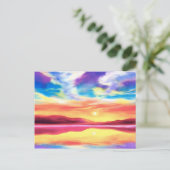 Carte Postale De Paysage Plage Sunset Lake Scène (Debout devant)