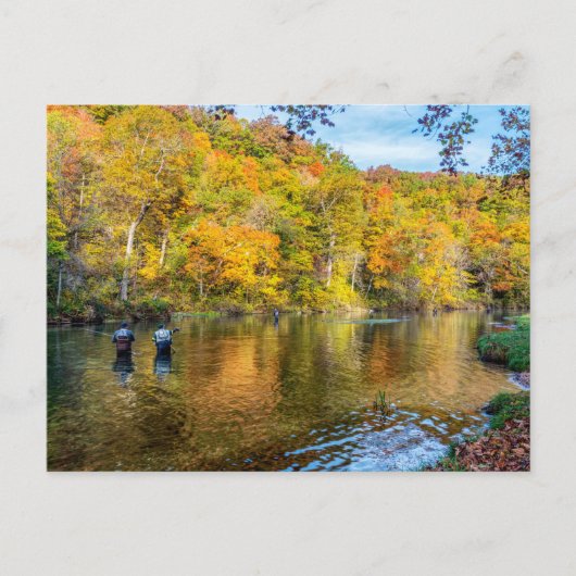 Carte postale de pêche automnale de Bennett Spring (Devant)