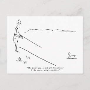 Carte Postale De Pêche Avec Lac, Pêcheur Et Canard