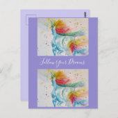 Carte postale de peinture à l'aquarelle licorne rê (Devant / Derrière)