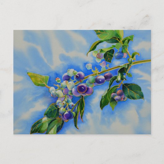 Carte postale de peinture à l'aquarelle myrtille (Devant)