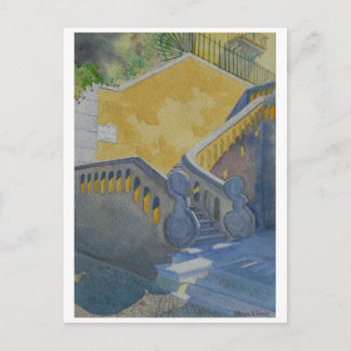 Carte postale de peinture aquarelle, Escalier Casc
