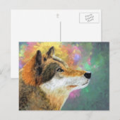 Carte postale de peinture de loup | Nature artisti (Devant / Derrière)