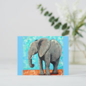 Carte postale de peinture d'éléphant bébé géant (Debout devant)