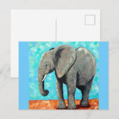 Carte postale de peinture d'éléphant bébé géant (Devant / Derrière)