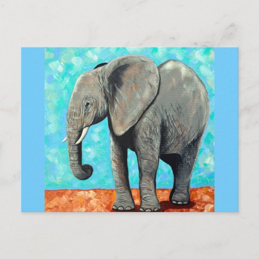 Carte postale de peinture d'éléphant bébé géant (Devant)