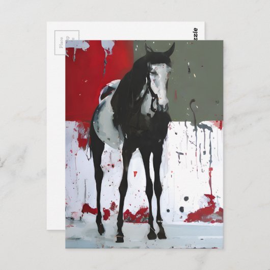 Carte postale de peinture éclaboussée de cheval Pi (Devant / Derrière)