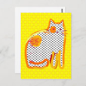carte postale de peinture numérique 'chat jaune' (Devant / Derrière)