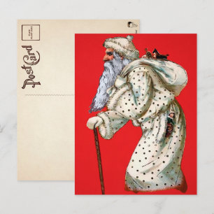 Carte postale de Père Noël en robe à pois victorie