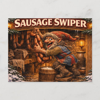 Carte postale de Père Noël islandais Sausage Swipe