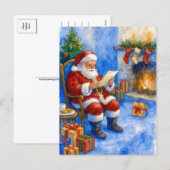 Carte postale de Père Noël lisant des lettres au c (Devant / Derrière)