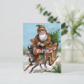 Carte postale de Père Noël victorien en robe marro (Debout devant)