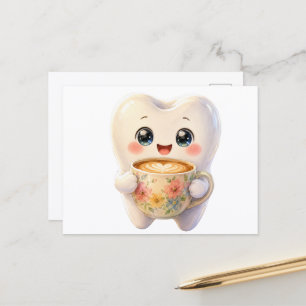 Carte postale de personnage Kawaii amateur de café