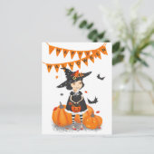 Carte postale de petite sorcière mignonne d'Hallow (Debout devant)