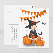 Carte postale de petite sorcière mignonne d'Hallow (Devant / Derrière)