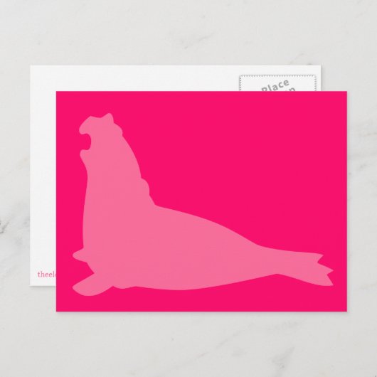 Carte postale de phoque éléphant rose (Devant / Derrière)