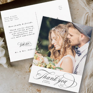 Carte postale de photo de mariage à calligraphie n