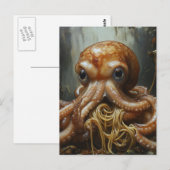 Carte postale de pieuvre idiote mangeant des spagh (Devant / Derrière)