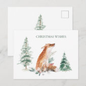 Carte postale de pin de renard d'hiver Woodland (Devant / Derrière)