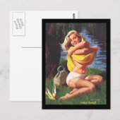Carte postale de pin-up des années 1950 (Devant / Derrière)