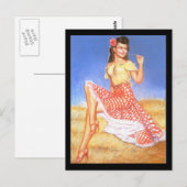 Carte postale de pin-up girl des années 1950 (Devant / Derrière)