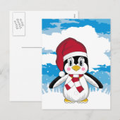 Carte postale de pingouin de Noël mignonne (Devant / Derrière)