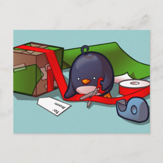 Carte postale de pingouin d'emballage actuel