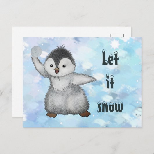 Carte postale de pingouin d'hiver (Devant / Derrière)