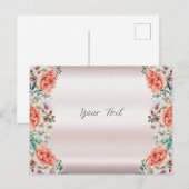 Carte postale de pivoine à l'aquarelle (Devant / Derrière)