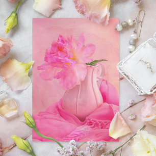 Carte postale de pivoine rose à l'ancienne