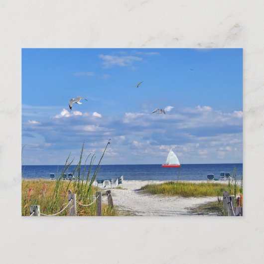 Carte postale de plage et vue sur l'océan (Devant)