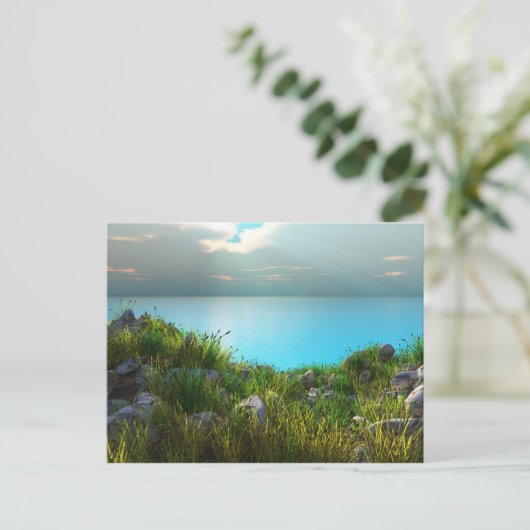 Carte postale de plage rocheuse (Debout devant)