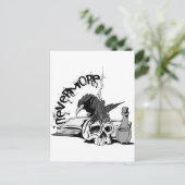 Carte Postale De Poe crâne et livre plus jamais Raven (Debout devant)