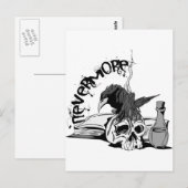 Carte Postale De Poe crâne et livre plus jamais Raven (Devant / Derrière)