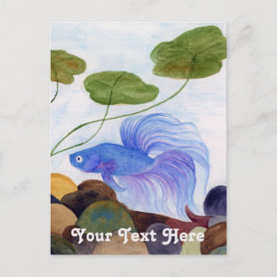 Carte postale de poisson combattant bleu