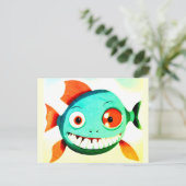 Carte postale de poisson de dessin animé drôle (Debout devant)