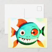 Carte postale de poisson de dessin animé drôle (Devant / Derrière)