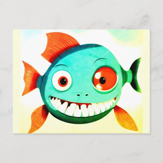 Carte postale de poisson de dessin animé drôle (Devant)
