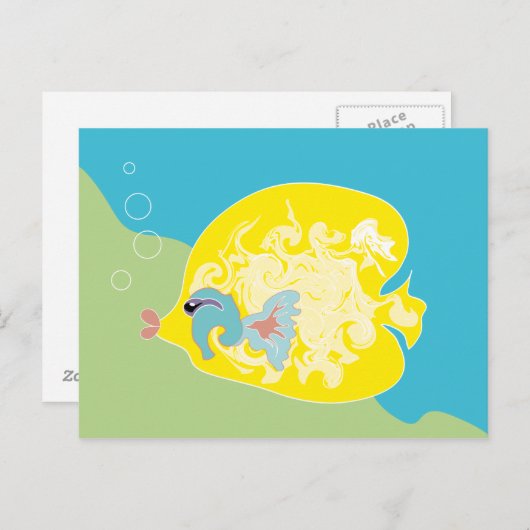 Carte postale de poisson jaune (Devant / Derrière)