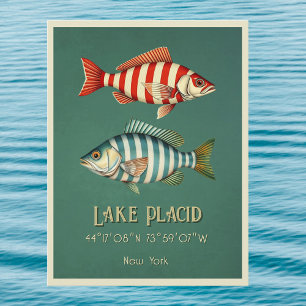 Carte postale de poissons nautiques de Lake Placid