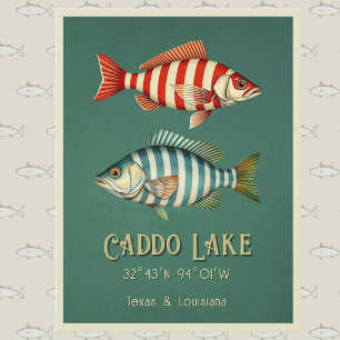 Carte postale de poissons rayés nautiques du lac C