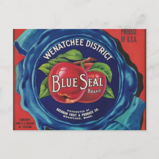 carte postale de pommes de phoque bleu (Devant)