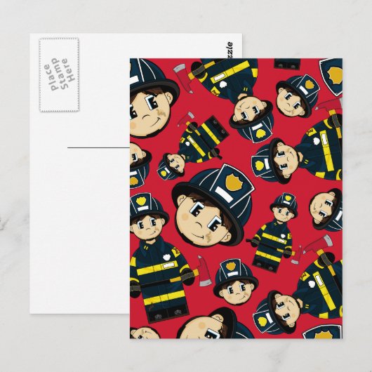 Carte postale de pompier mignonne (Devant / Derrière)