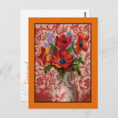 Carte postale de Poppies avec une frontière orange (Devant / Derrière)