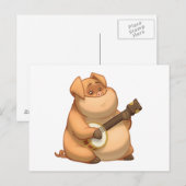Carte postale de porc Banjo-Strummin (Devant / Derrière)