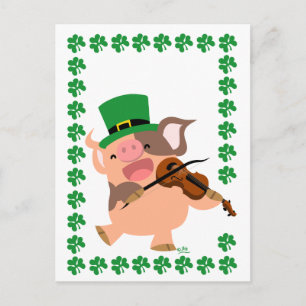 Carte postale de porc violoniste de la Saint Patri