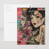 Carte postale de portrait d'anime Cyberpunk (Devant / Derrière)