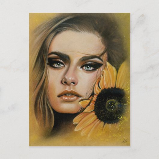 Carte postale de portrait de beauté estivale (Devant)