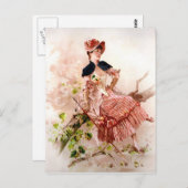 Carte postale de portrait de dame vintage (Devant / Derrière)