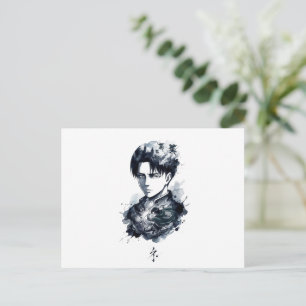 Carte postale de portrait de soldat à l'encre bleu